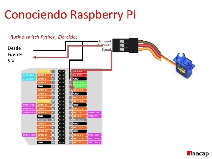 Conociendo Raspberry Pi Rutina switch Python, Ejercicio: Desde Fuente 5 V 