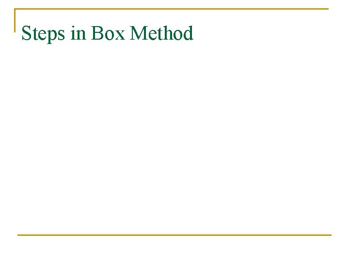 Steps in Box Method 