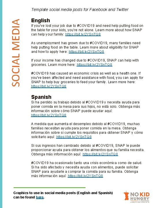 SOCIAL MEDIA Template social media posts for Facebook and Twitter English If you’ve lost