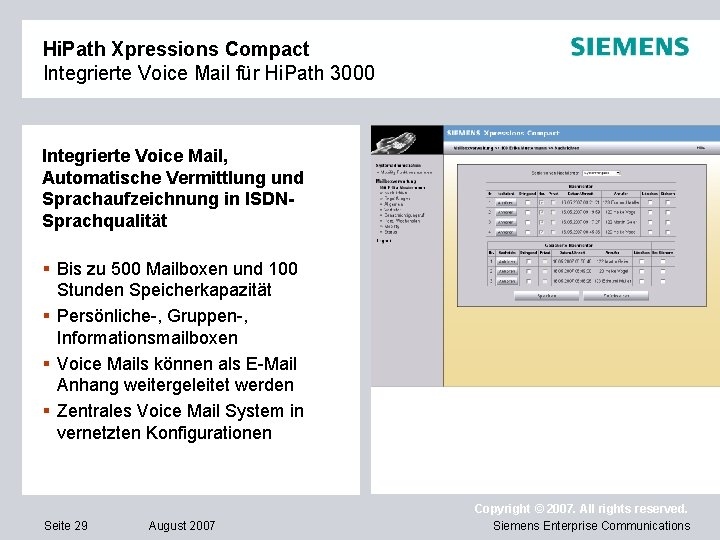 Hi. Path Xpressions Compact Integrierte Voice Mail für Hi. Path 3000 Integrierte Voice Mail,