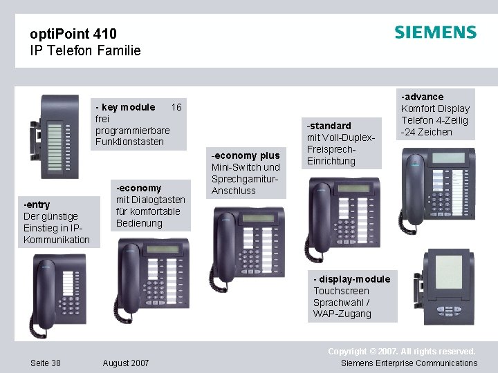 opti. Point 410 IP Telefon Familie - key module 16 frei programmierbare Funktionstasten -entry