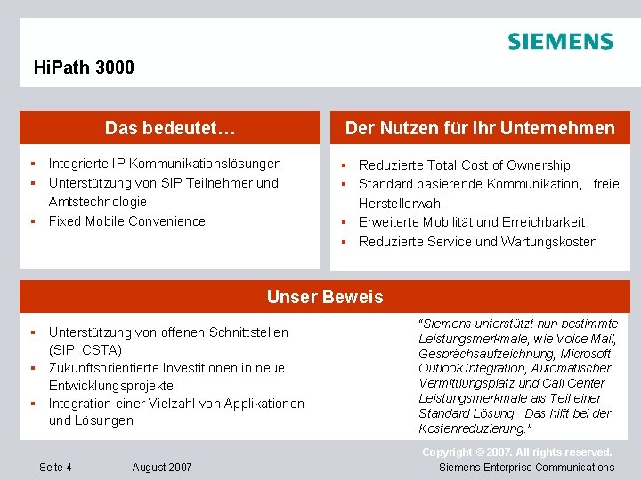 Hi. Path 3000 Das bedeutet… Der Nutzen für Ihr Unternehmen § Integrierte IP Kommunikationslösungen