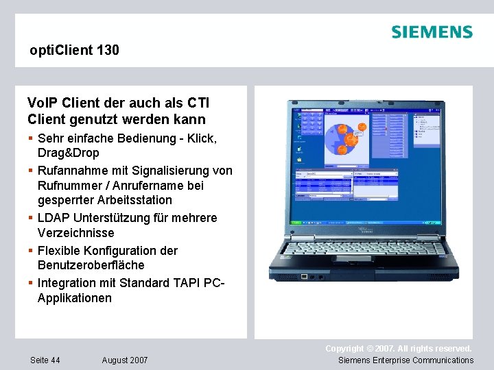 opti. Client 130 Vo. IP Client der auch als CTI Client genutzt werden kann