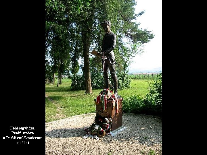 Fehéregyháza. Petőfi szobra a Petőfi emlékmúzeum mellett 