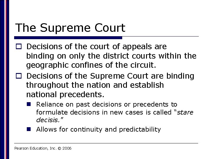 The Supreme Court o Decisions of the court of appeals are binding on only