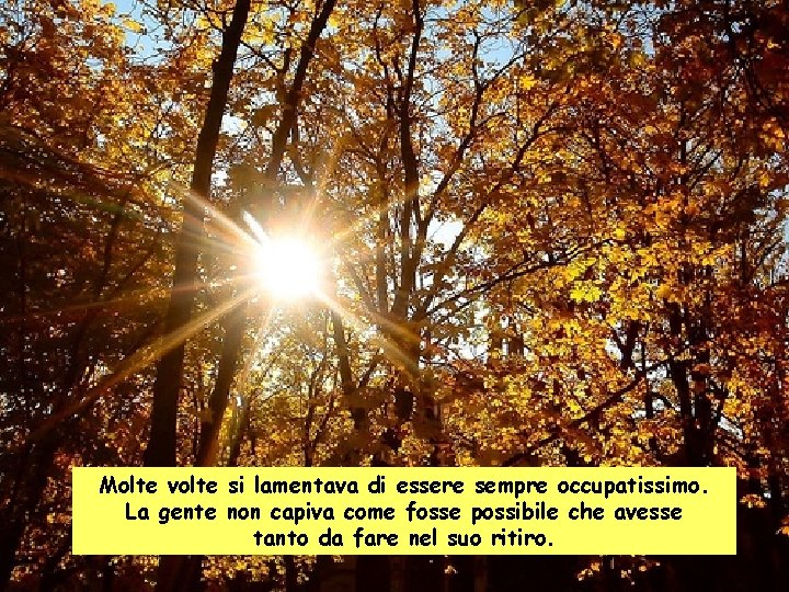 Molte volte si lamentava di essere sempre occupatissimo. La gente non capiva come fosse