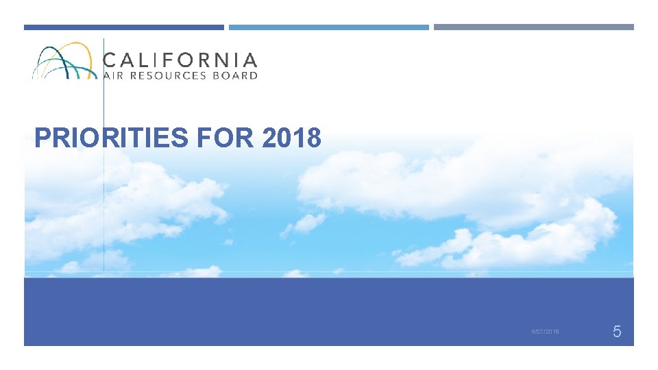 PRIORITIES FOR 2018 6/27/2018 5 PRIORITIES FOR 2018 6/27/2018 5