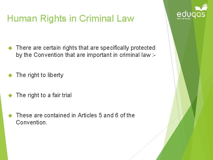 Human Rights in Criminal Law There are certain rights that are specifically protected by