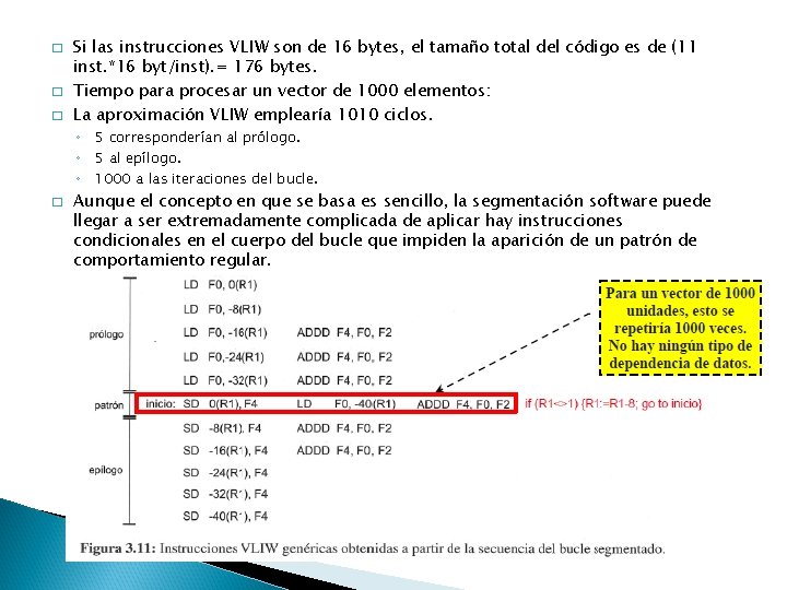 � � � Si las instrucciones VLIW son de 16 bytes, el tamaño total