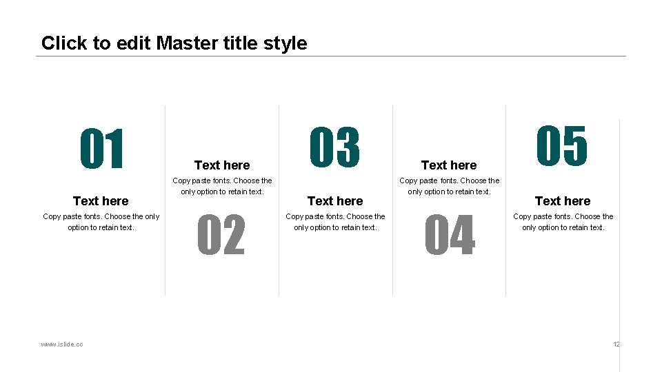 Click to edit Master title style 01 Text here Copy paste fonts. Choose the