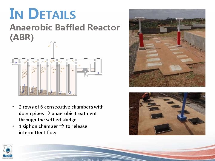 IN DETAILS Anaerobic Baffled Reactor (ABR) • 2 rows of 6 consecutive chambers with