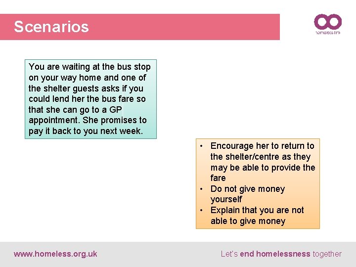 Scenarios You are waiting at the bus stop on your way home and one