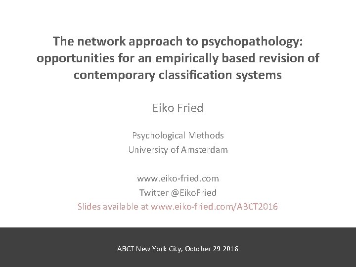The network approach to psychopathology: opportunities for an empirically based revision of contemporary classification