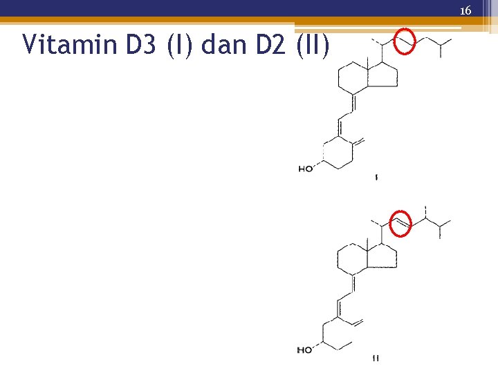 16 Vitamin D 3 (I) dan D 2 (II) 