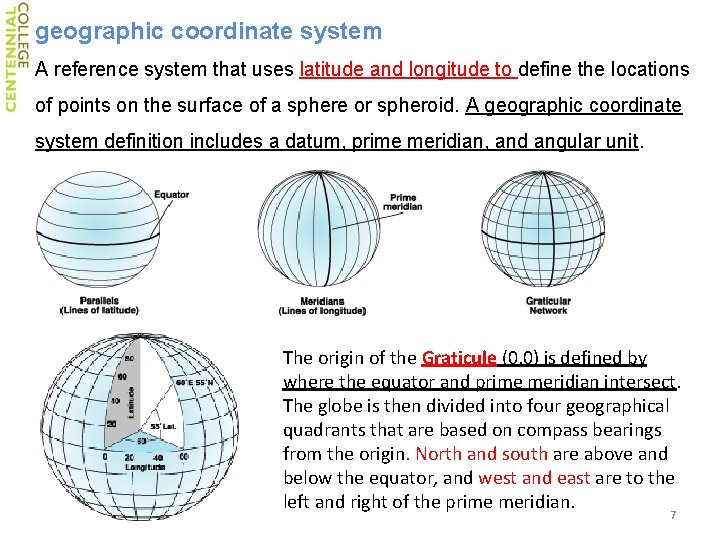 geographic coordinate system A reference system that uses latitude and longitude to define the
