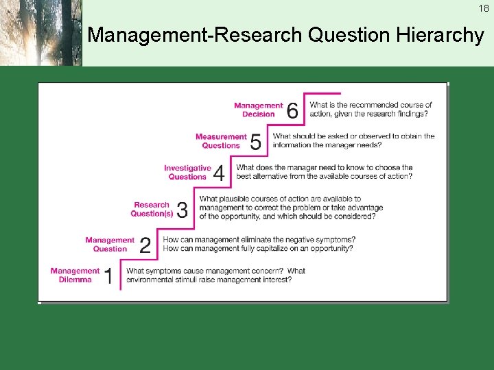 18 Management-Research Question Hierarchy 