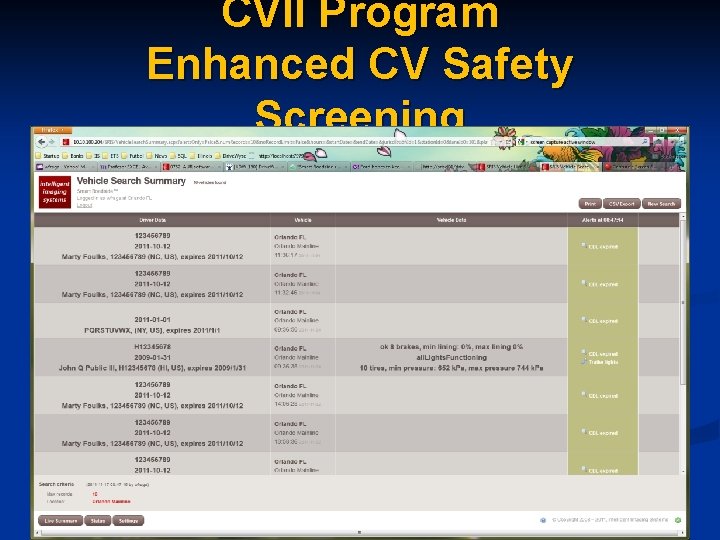 CVII Program Enhanced CV Safety Screening 