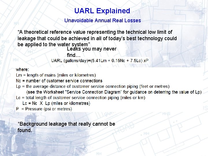 UARL Explained Unavoidable Annual Real Losses “A theoretical reference value representing the technical low