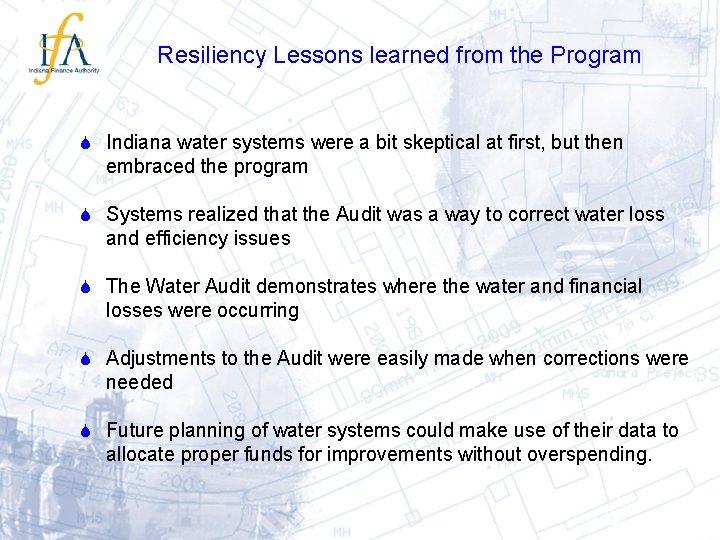 Resiliency Lessons learned from the Program Indiana water systems were a bit skeptical at Resiliency Lessons learned from the Program Indiana water systems were a bit skeptical at