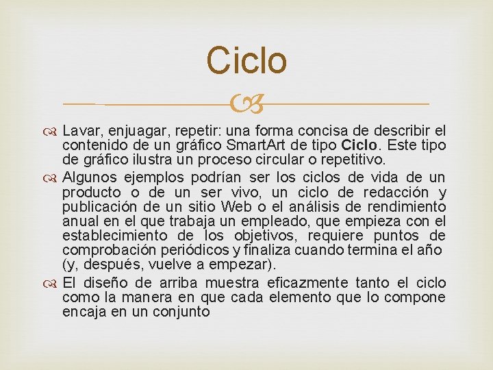 Ciclo Lavar, enjuagar, repetir: una forma concisa de describir el contenido de un gráfico Ciclo Lavar, enjuagar, repetir: una forma concisa de describir el contenido de un gráfico