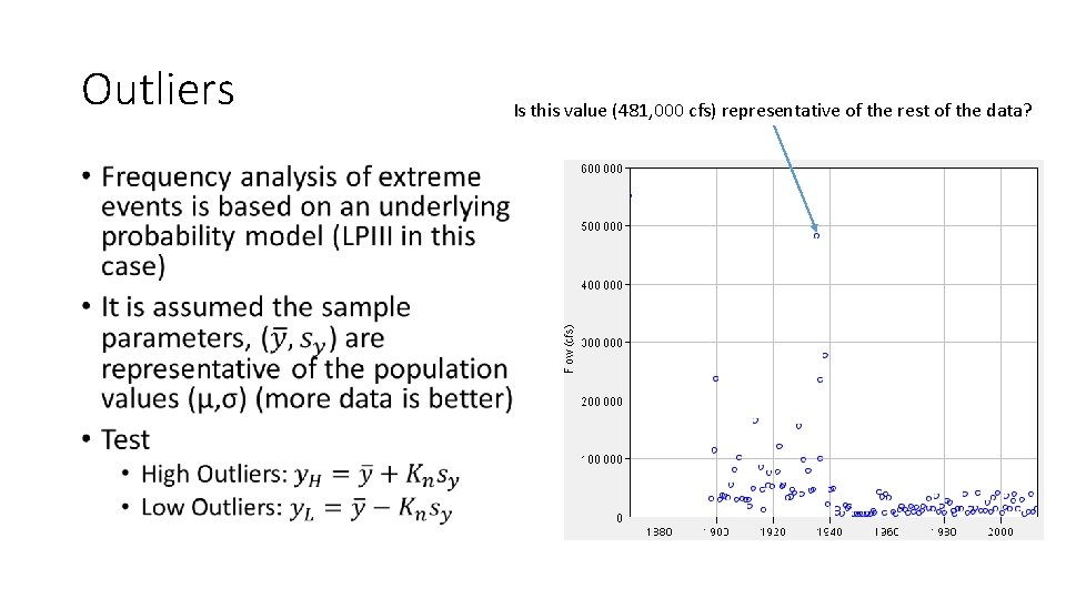 Outliers • Is this value (481, 000 cfs) representative of the rest of the Outliers • Is this value (481, 000 cfs) representative of the rest of the