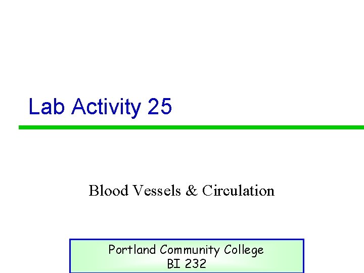 Lab Activity 25 Blood Vessels & Circulation Portland Community College BI 232 