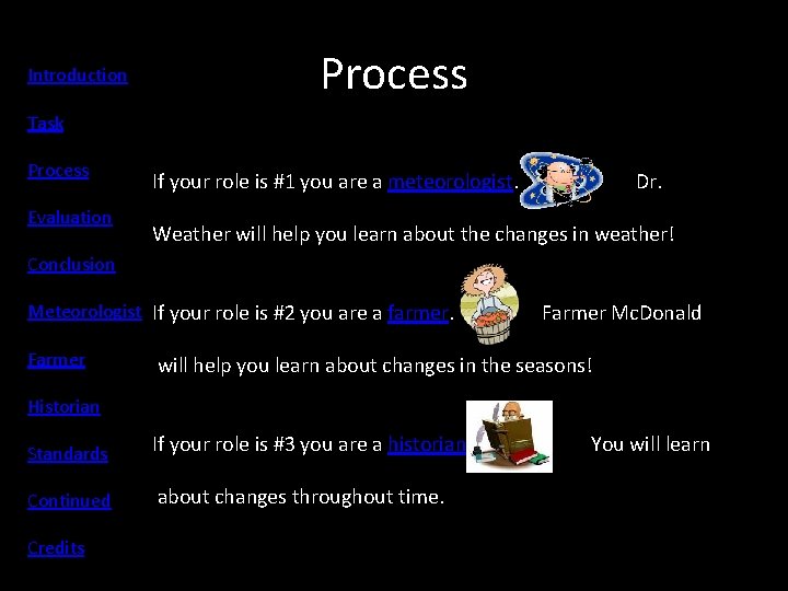 Introduction Process Task Process Evaluation If your role is #1 you are a meteorologist. Introduction Process Task Process Evaluation If your role is #1 you are a meteorologist.