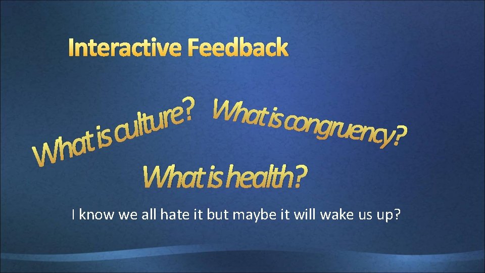 Interactive Feedback t a h W W h ? a t e i s