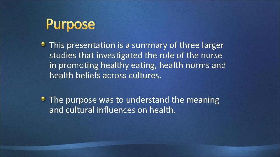Purpose This presentation is a summary of three larger studies that investigated the role
