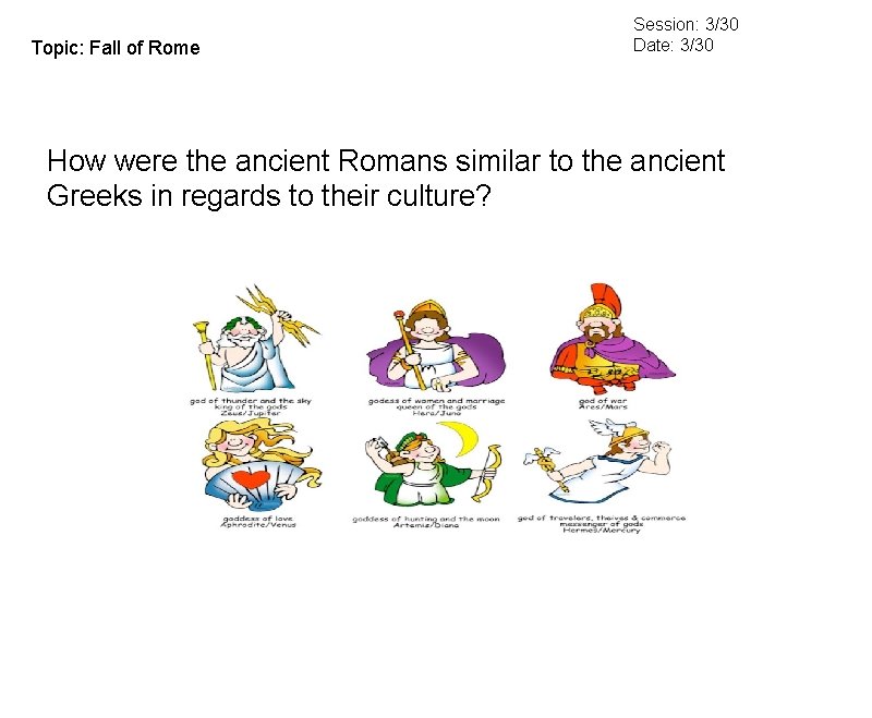 Topic: Fall of Rome Session: 3/30 Date: 3/30 How were the ancient Romans similar