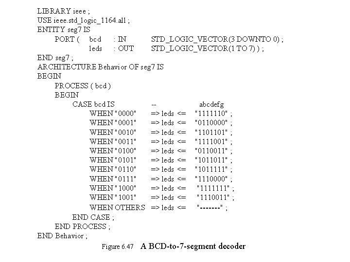 LIBRARY ieee ; USE ieee. std_logic_1164. all ; ENTITY seg 7 IS PORT (