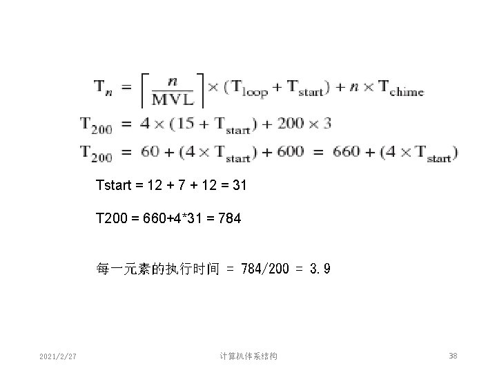 Tstart = 12 + 7 + 12 = 31 T 200 = 660+4*31 = Tstart = 12 + 7 + 12 = 31 T 200 = 660+4*31 =