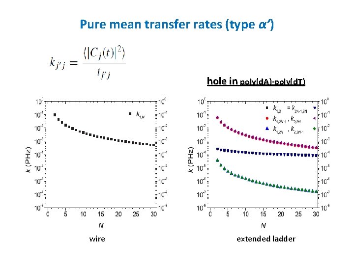 Pure mean transfer rates (type α’) hole in poly(dΑ)-poly(dΤ) wire extended ladder 