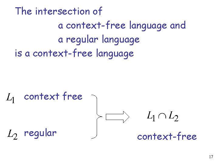 The intersection of a context-free language and a regular language is a context-free language