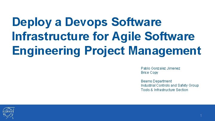 Deploy a Devops Software Infrastructure for Agile Software Engineering Project Management Pablo Gonzalez Jimenez