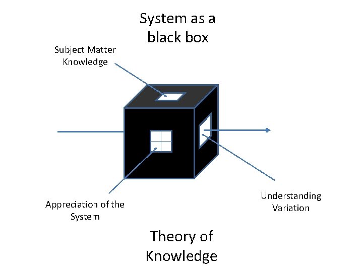 Subject Matter Knowledge System as a black box Understanding Variation Appreciation of the System