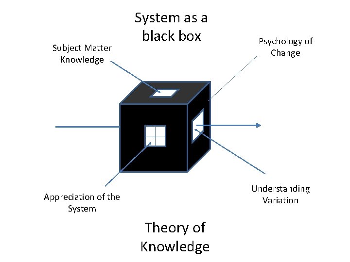 Subject Matter Knowledge System as a black box Psychology of Change Understanding Variation Appreciation