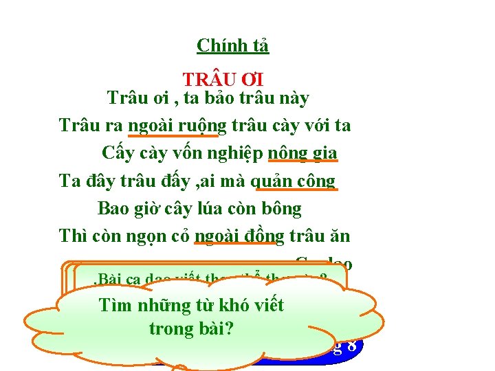 Chính tả TR U ƠI Trâu ơi , ta bảo trâu này Trâu ra