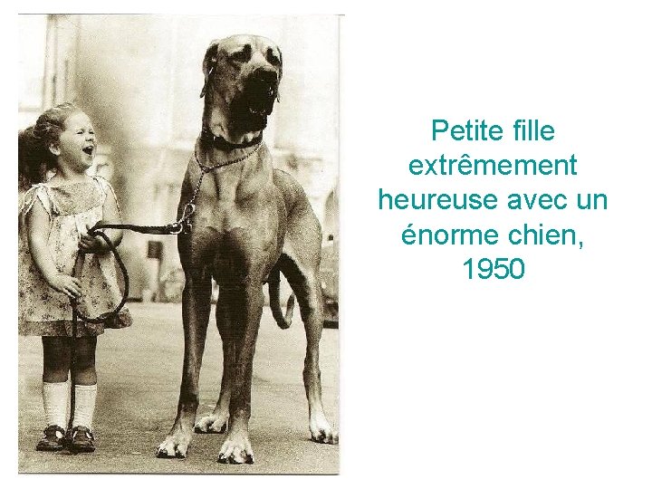 Petite fille extrêmement heureuse avec un énorme chien, 1950 