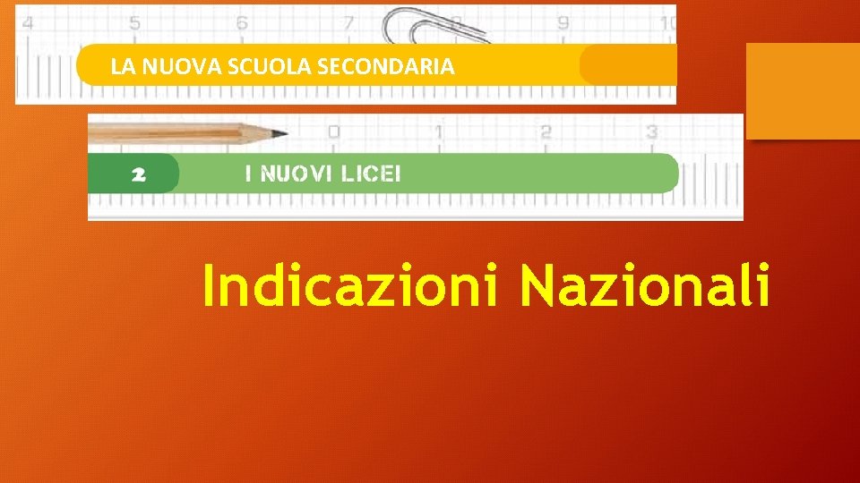 LA NUOVA SCUOLA SECONDARIA Indicazioni Nazionali 