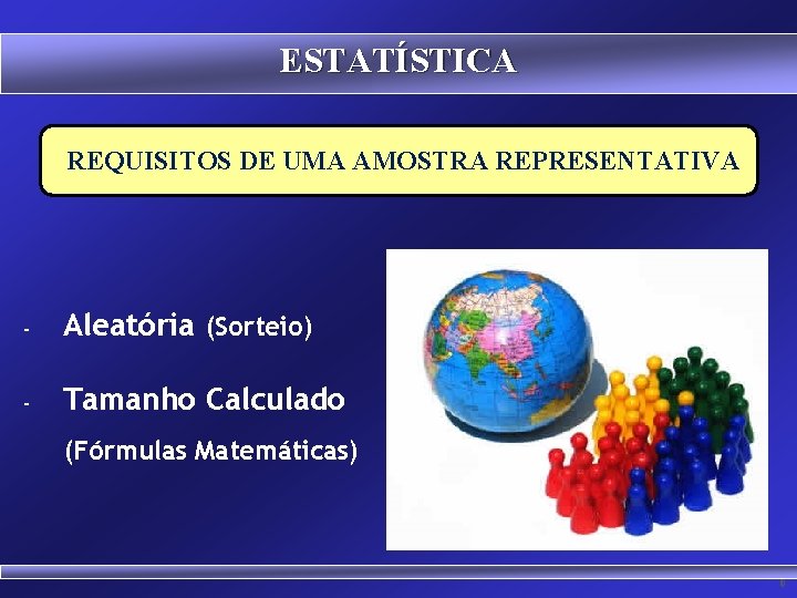 ESTATÍSTICA REQUISITOS DE UMA AMOSTRA REPRESENTATIVA - Aleatória (Sorteio) - Tamanho Calculado (Fórmulas Matemáticas)