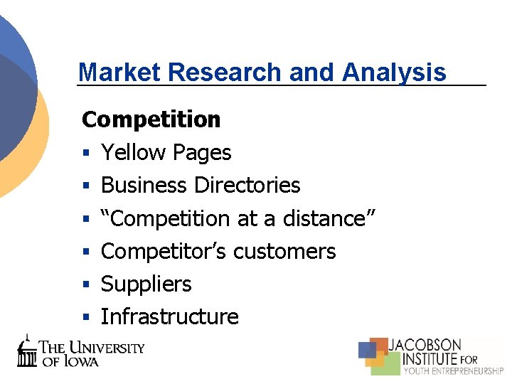 Market Research and Analysis Competition § Yellow Pages § Business Directories § “Competition at