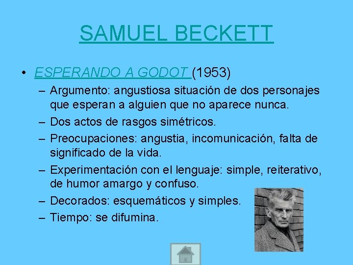 SAMUEL BECKETT • ESPERANDO A GODOT (1953) – Argumento: angustiosa situación de dos personajes