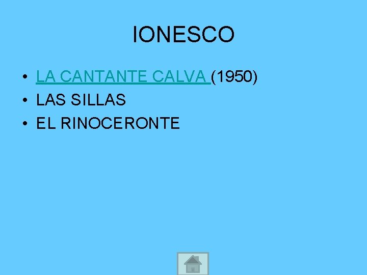 IONESCO • LA CANTANTE CALVA (1950) • LAS SILLAS • EL RINOCERONTE 