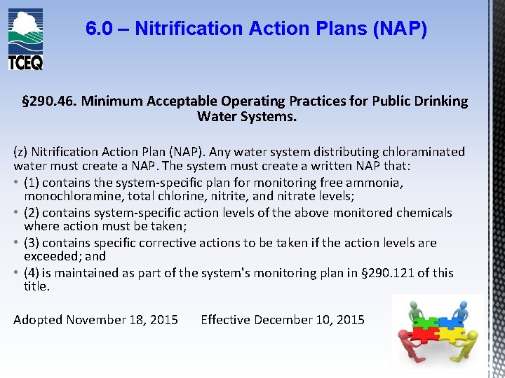 6. 0 – Nitrification Action Plans (NAP) § 290. 46. Minimum Acceptable Operating Practices