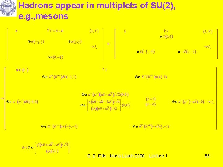 Hadrons appear in multiplets of SU(2), e. g. , mesons S. D. Ellis Maria