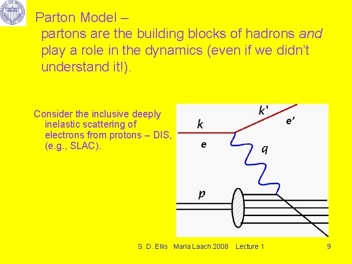 Parton Model – partons are the building blocks of hadrons and play a role