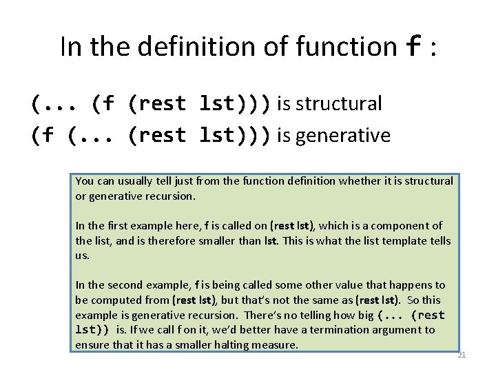 In the definition of function f : (. . . (f (rest lst))) is