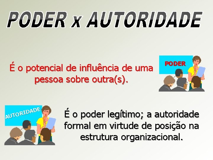 É o potencial de influência de uma pessoa sobre outra(s). DE A D I