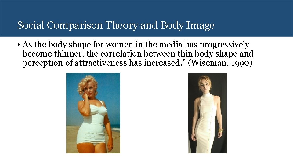 Social Comparison Theory and Body Image • As the body shape for women in
